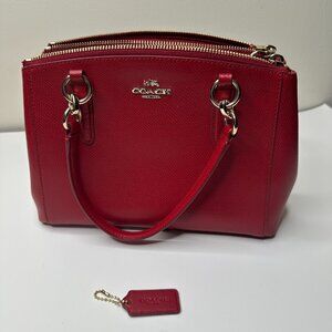 Coach Red Mini Christie Carryall Crossgrain Leather Satchel Bag F36704